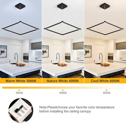 WELAKl Black Modern Square Chandelier, Square Ceiling Light Fixture - size: 1-Light