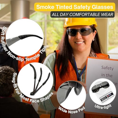 Safety Glasses Ansi Z87.1 Clear Safety Glasses Bulk Impact Scratch Resistant Lens Protective Eyewear for Men Women - color: 36pcs Gray