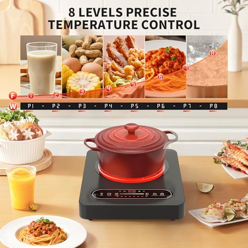 GIHETKUT Single Burner Electric Cooktop,110V 1800W Electric Stove Top with LED Touch Control,10 Power Levels, Timer, Safety Lock,Portable cooktop - size: Single Burner Electric Cooktop