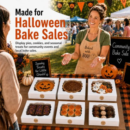 20 Pack Halloween Pie Boxes With Window, 9x9x3 Inch Bakery Boxes - color: White