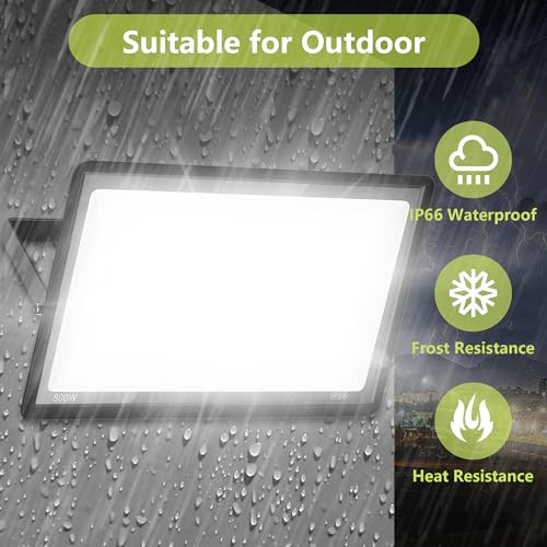 2 Pack 800W LED Flood Lights, Outdoor Security Floodlight, IP66 - size: 800 W-2 pack