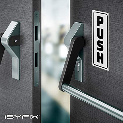 iSYFIX Push Pull Stickers Sign, 2x5 Inch, White/Black, 2 Pack - color: White / Black, size: Vertical 2x5