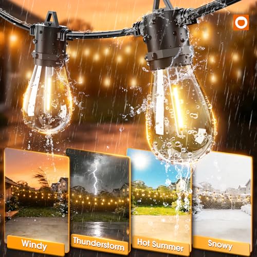 addlon 72FT Outdoor String Lights with 36 Dimmable Edison Bulbs for Patio - size: 72FT(36 Sockets)