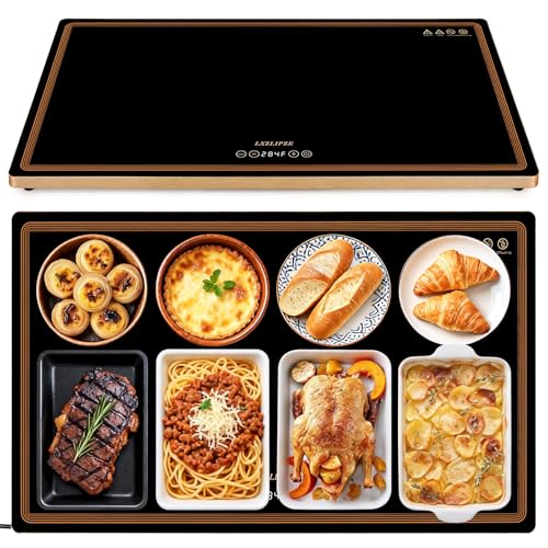 Electric Warming Tray for Buffet Party, 32"x18",Tempered Glass Food Warmer - size: 32x18 Inch