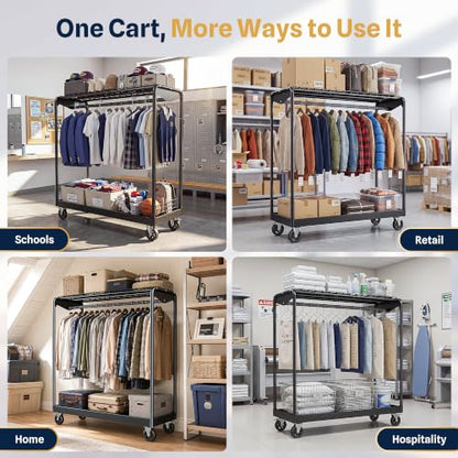 HOKEEPER Clothes Rack Load 1200LBS Commercial Clothing Rack Heavy Duty - size: 20"D x 62.2"W x70.5"H