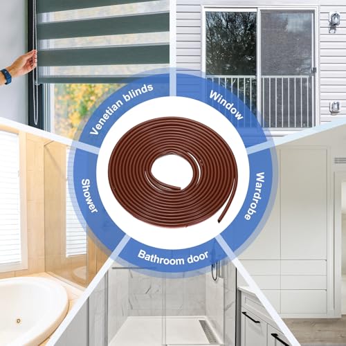 uxcell Weather Stripping Silicone Self-Adhesive Brown 19.6 ft 2Pcs - color: Brown, size: 19.6 ft
