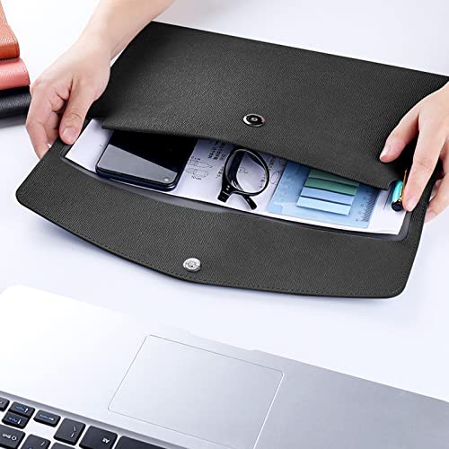 VANRA 1 Piece PU Leather Envelope File Folders Holder A4 Paper Organizer - color: Black