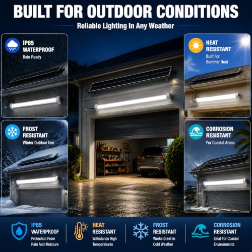 MMKT Solar Powered Shed Light with Motion Sensor & Remote Control, LED Ceiling Light, IP65 Waterproof Split Solar Light for Garage, Shop, Barn, Carport - size: 3FT