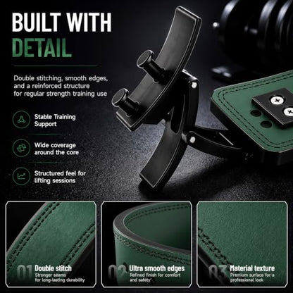 10mm Quick Lock Lever Belt Weightlifting for Men Women - color: Green, size: XL(39-45inches)