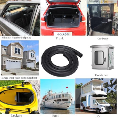 Rubber U Channel Bulb Trim Seal,Garage Door Seals Bottom Rubber, Automotive Weather Stripping 11/16" x 3/4" Fits Range 3/64" to 3/8" Edge for Car Bus Camper Boat RV Truck Doors (32 feet) - size: 32 Feet