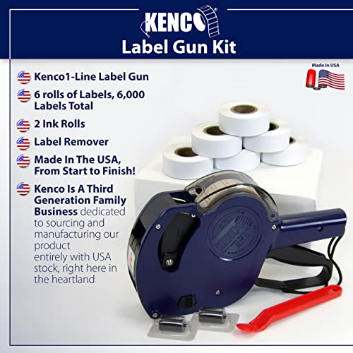 Kenco BK 1 Line Price Gun Kit - Includes 6,000 Labels, 2 Ink Rollers, Label Scraper - 8 Digit Labeler for Pricing, Dating, and Coding (BK-1 KIT Standard) - size: BK-1 KIT STANDARD