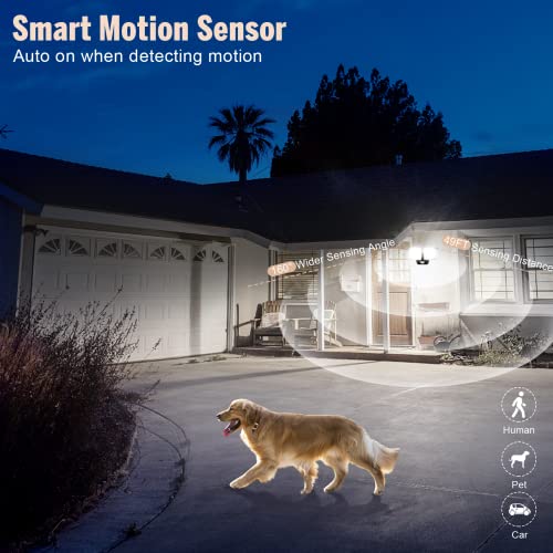 Battery Powered Motion Sensor Security Light,5000K 1000LM High Brightness,6 -Month Battery Life,No Wiring Installation,49FT Sensing Distance,Indoors or Outdoor Used,2-Year Warranty