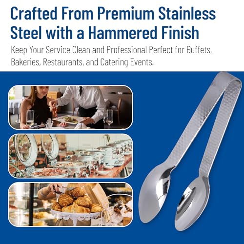 Carlisle FoodService Products Food Tongs for Serving – 60209 Terra Stainless Steel Serving Tongs – Forged Hammered Finish, for Kitchens, Restaurants, Catering, 7in