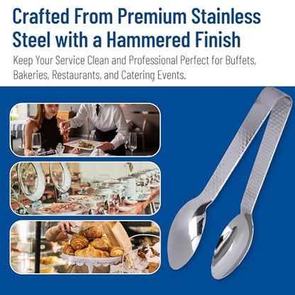 Carlisle FoodService Products Food Tongs for Serving – 60209 Terra Stainless Steel Serving Tongs – Forged Hammered Finish, for Kitchens, Restaurants, Catering, 7in
