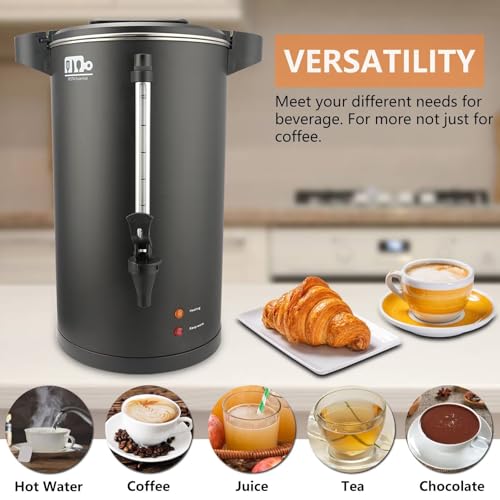 30-Cup 6L Commercial Coffee Urn, Festa Essential 750W Double Wall Large Percolate Coffee Maker Stainless Steel Hot Water Urn Dispenser with Double Dripless Faucet, Quick-Brewing for Catering, Black - size: 6L-30Cups