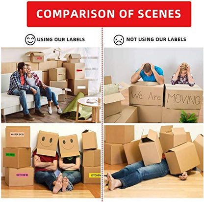 960 Count Moving Labels 14 Different Living Spaces with Fragile Stickers and Blank White Label Home Moving Color Coding Labels Moving Sticker for Storaging Packing Moving (16Rolls, 60/Roll) - color: Moving