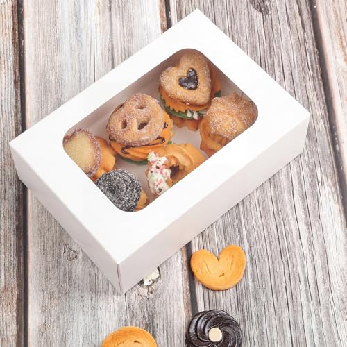 YEKTFS 24Pcs Cookie Boxes with Window, 9x6x3In Bakery Boxes for Gift Giving - color: White