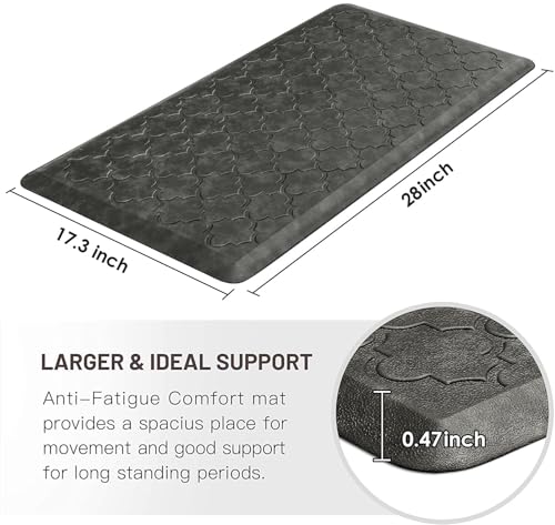 WISELIFE Kitchen Mat, Cushioned Anti Fatigue Floor Mat, 17.3"x28" Grey - color: Grey, size: 1'5" x 2'4" (Rectangular)