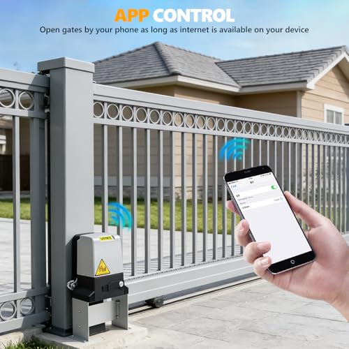 3300lb Automatic Sliding Gate Opener APP Control with 4 Remotes,550W Electric Sliding Gate Opener Automatic Motor Remote Kit with Wireless Keyboard for Sliding Gate Opener Up to40ft