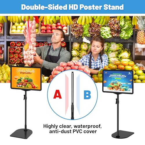 Sign Holder Stand 8.5 x 11, Adjustable Poster Stand for Table Top & Floor, Signage Display Stands, Floor Standing Sign Holder for Advertisement, Tradeshow, Store, Business, 2 Pack - size: 2 Pack, 8.5 x 11 inch