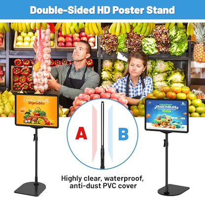 Sign Holder Stand 8.5 x 11, Adjustable Poster Stand for Table Top & Floor, Signage Display Stands, Floor Standing Sign Holder for Advertisement, Tradeshow, Store, Business, 2 Pack - size: 2 Pack, 8.5 x 11 inch