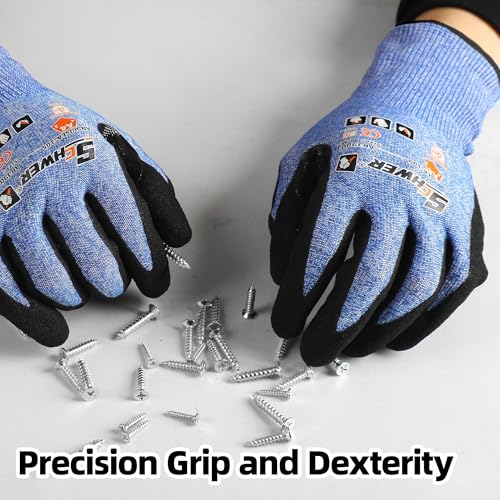 Schwer A4 AIR-SKIN Cut Resistant Work Gloves, Ultra Lightweight, AR3900, S - color: Blue, size: Small