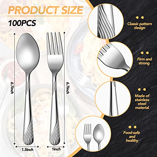 200 Pcs Dinner Forks and Spoons Silverware Set,Stainless Steel