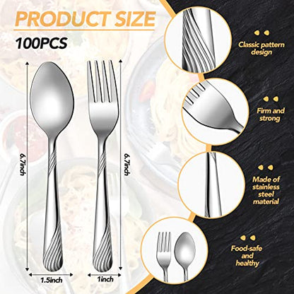 200 Pcs Dinner Forks and Spoons Silverware Set,Stainless Steel