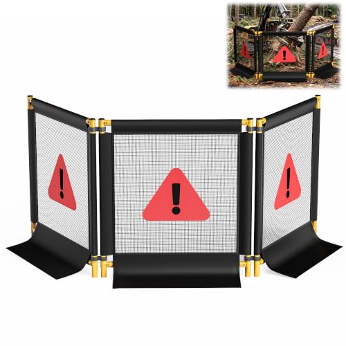 10 FT Heavy-Duty Stump Grinding Barrier, 3-Sided Foldable Debris Containment Screen with Reinforced Steel Frame, Portable Safety Barrier for Tree Service, Arborists & Landscaping Professionals