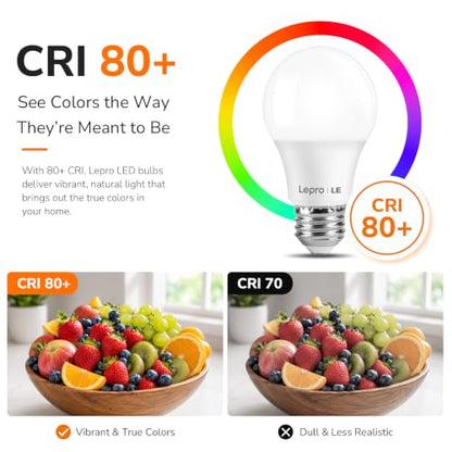 Lepro A19 E26 LED Light Bulbs 9W 800 Lumens Daylight White 5000K 5 Pack - color: Daylight White 5000k