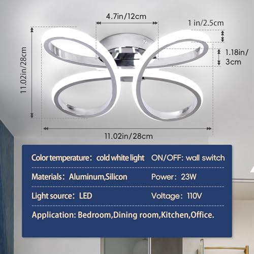 ADISUN Modern LED Ceiling Light, 6000K Semi Flush Mount Ceiling Light Fixture, Modern Lamp for Hallway Bedroom Corridor Aisle Bathroom(L14.56*W14.56*H2.4) - color: Chrome, size: 1 Pack