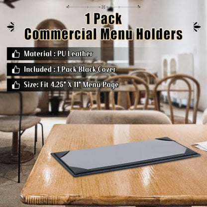 1pc 1 Page Restaurant Menu Covers 4.25 x 11" with PVC Cover - size: 1 pcs/4.25 x 11"/Single view