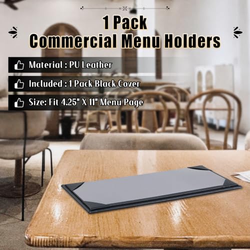 1pc 1 Page Restaurant Menu Covers 4.25 x 11" with PVC Cover - size: 1 pcs/4.25 x 11"/Single view