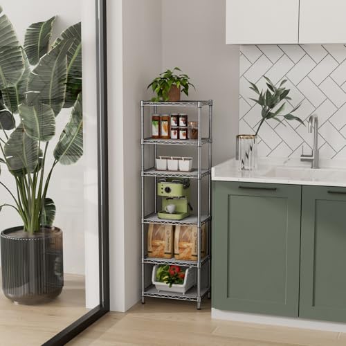 Golpart 6Tier Adjustable Storage Shelves Metal Wire Shelving Standing Shelf - color: Grey, size: 6-tier-10"Dx16"Wx63"H