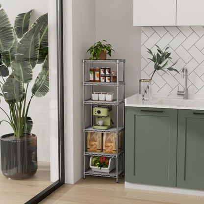 Golpart 6Tier Adjustable Storage Shelves Metal Wire Shelving Standing Shelf - color: Grey, size: 6-tier-10"Dx16"Wx63"H