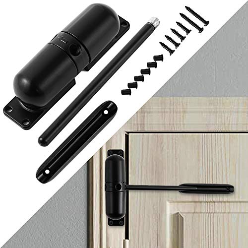 Door Closer Automatic Safety Spring Door Closer – Easy to Install to Convert Hinged Doors to Self-Closing– Black - color: Black