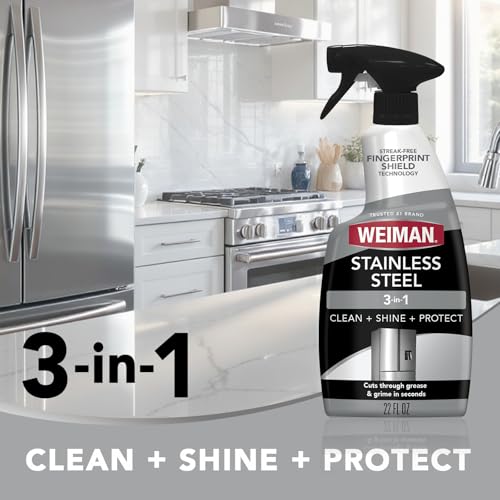 Weiman Stainless Steel Cleaner & Polish Spray with Cloth, Anti-Fingerprint - size: 22 Fl Oz (Pack of 1)