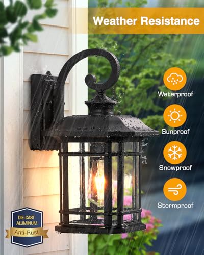 VIANIS 16.7" Large Black Dusk to Dawn Outdoor Lighting, Easy to Install - color: Black, size: 16.7 in Large Dusk to Dawn 1 Pack
