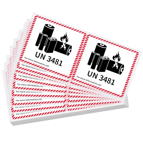Dunzoom 150 Pcs UN3481 Battery Labels Lithium Caution 4.7" X 4.3" - color: Un3481, size: 4.7" X 4.3"