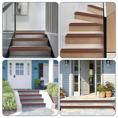 Stair Edge Trim Self Adhesive Rubber Stair Nosing Edge Protector - color: Brown, size: 4 In X 3.3 Ft