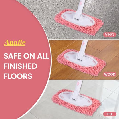 Wet Dry Sweeper Mop with 4 Washable Microfiber Pads - color: Pink