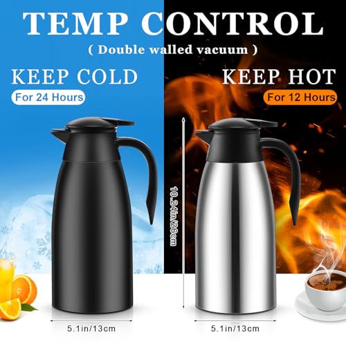 Norme 2 Pcs Thermal Coffee Carafe Creamer, Black, Silver, 51 oz - color: Black, Silver, size: 51 oz
