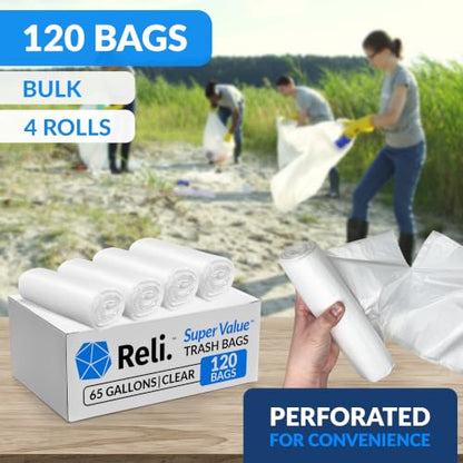 Reli. 65 Gallon Trash Bags Heavy Duty | Made in USA