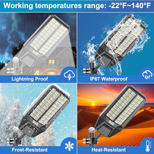 Solar Street Lights Outdoor Waterproof Dusk to Down Heavy Duty 10000W Commercial Large Solar Lights Outdoor Motion Sensor with Remote Control LED Parking Lot Flood Lights for Yard Pathway - size: XL-2Pack