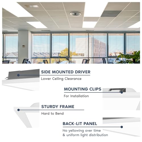 LUXRITE 2x4 FT LED Flat Panel Light, LED Drop Ceiling Lights (8 Pack) - size: 8 Count (Pack of 1)