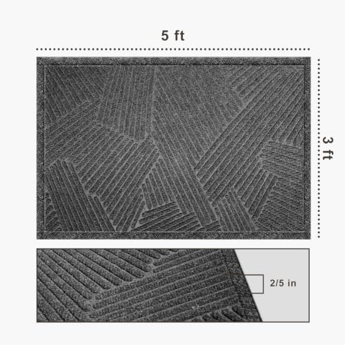 MATALL Heavy Duty Door Mat 3x5 ft, Non-Slip Large Indoor Entrance Mat - color: Light Grey, size: 3' x 5' (Rectangular)