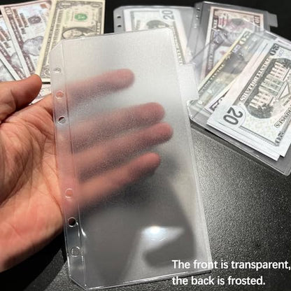 UMSICHT 24PCS A6 Binder Pockets with No Zippers, Zipless Budget Envelopes with Index Bits Design, A6 Binder Pouch for 6 Ring Binder, Money Folder Organizer,Clear PVC Savings Challenges Envelopes,24PCS - size: 24PCS A6 Pockets