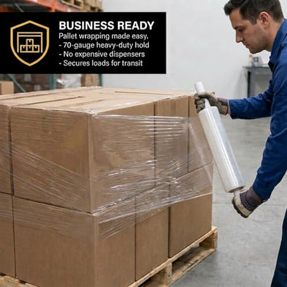 BOX USA Stretch Wrap Extra Wide Stretch Film Roll - 20 in Wide & 1000 ft long Clear Plastic Wrap with Handles for Pallet Wrapping Shipping Moving (Pack of 2) - size: 20" X 1000' (2 Rolls)