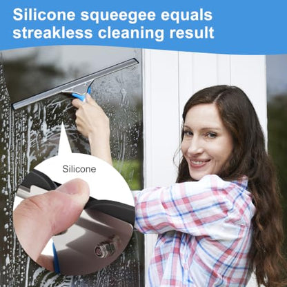 Mitclear Window Cleaning Kit 14IN Squeegee & Scrubber for Shower Glass Car - size: 14 IN