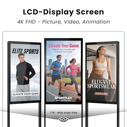 43" Digital Signage Display Kiosk Indoor Floor Standing Advertising Black - size: 43 Inch-Black